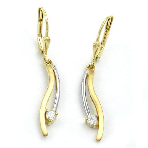 Ohrringe Brisur bicolor mit Zirkonia Gold 375