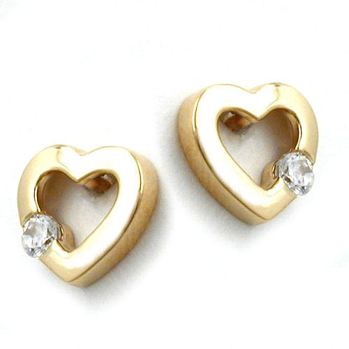 Ohrstecker Herz mit Zirkonia Gold 585