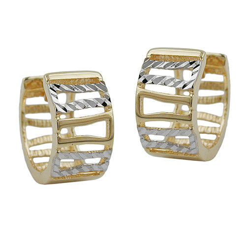 Creolen Klappscharnier 12mm bicolor rhodiniert Gold 375