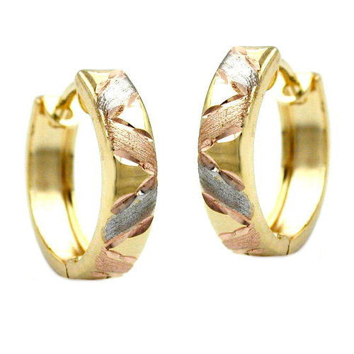 Creolen tricolor diamantiert Gold 375