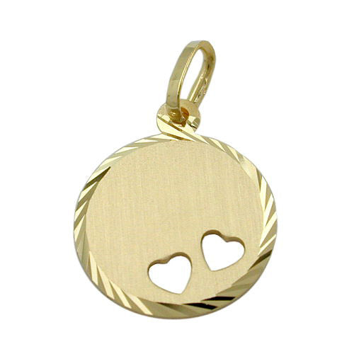 Anhänger Gravurplatte Herz Gold 375