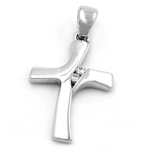 Anhänger Kreuz Zirkonia 9Kt Weißgold