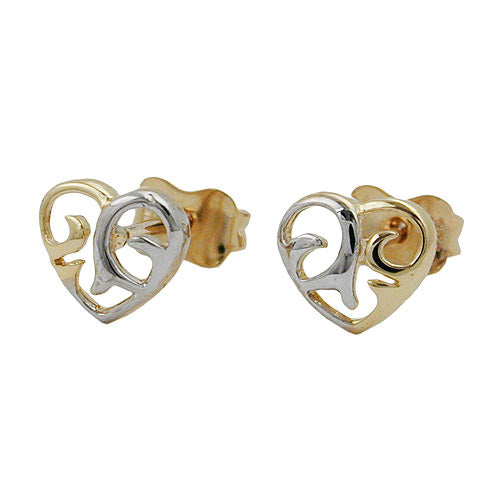 Ohrstecker Herz bicolor Gold 375