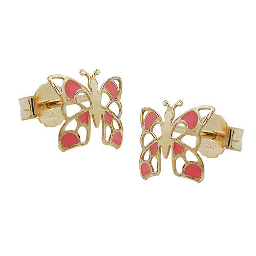 Ohrstecker Schmetterling orange Gold 375