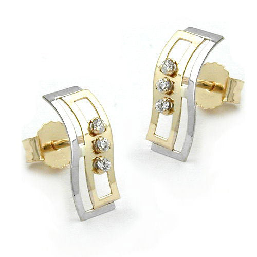 Ohrstecker bicolor Zirkonia Gold 375