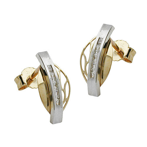 Ohrstecker bicolor Zirkonia Gold 375
