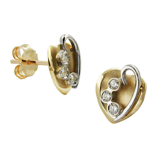 Ohrstecker Herz bicolor Zirkonia Gold 375