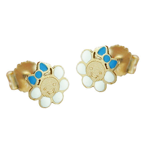 Ohrstecker Blume mit Gesicht Gold 375