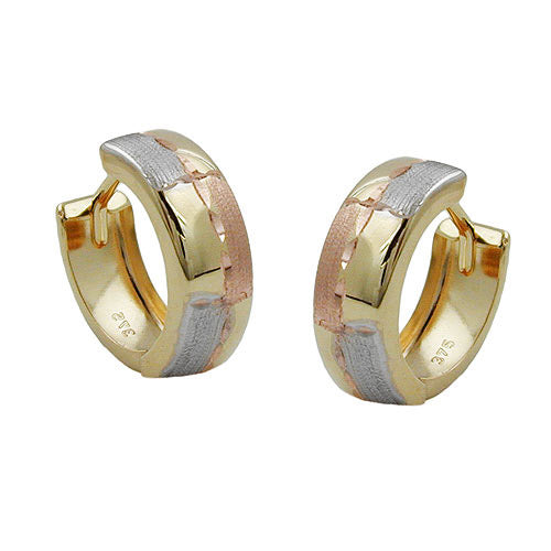 Creolen tricolor diamantiert Gold 375