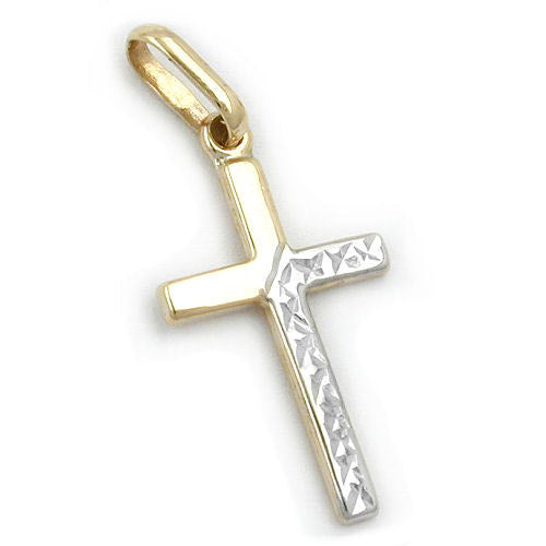 Anhänger Kreuz bicolor Gold 375
