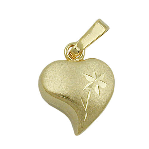 Anhänger Herz mit Blume Gold 333