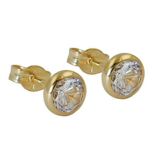 Ohrstecker ca. 6mm Zirkonia weiss Gold 333