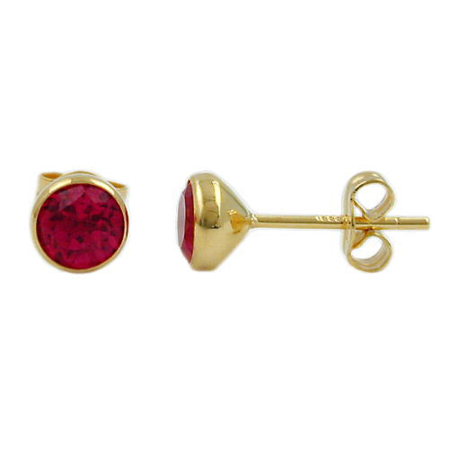 Ohrstecker ca. 6mm synthetischer Rubin Gold 333