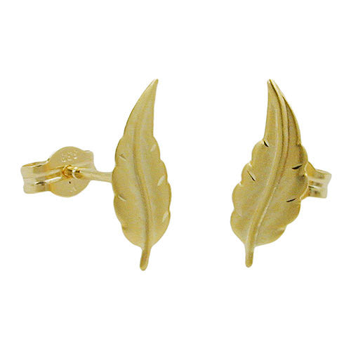 Ohrstecker Blatt matt-diamantiert Gold 333