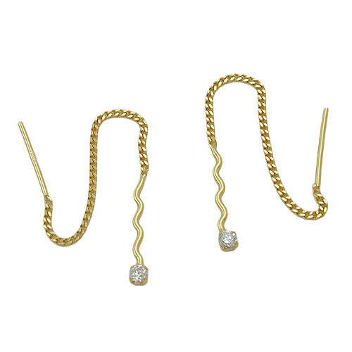 Ohrringe Durchzieher Welle mit Zirkonia Gold 333