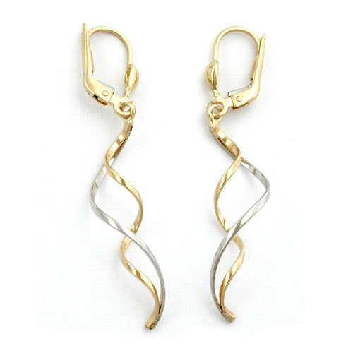 Ohrringe Brisur 2 Spiralen bicolor Gold 375