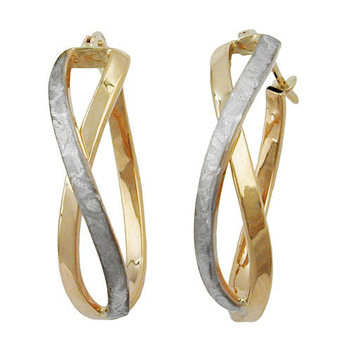 Creolen gekreuzt teil-rhodiniert Gold 375