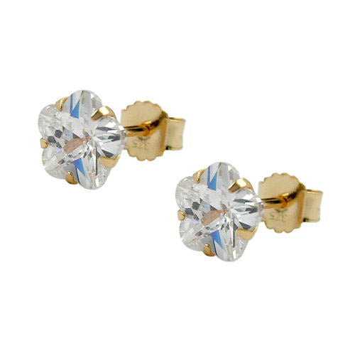 Ohrstecker Blume Zirkonia weiß Gold 375