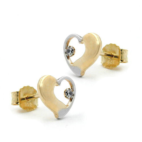 Ohrstecker Herz bicolor Zirkonia Gold 375