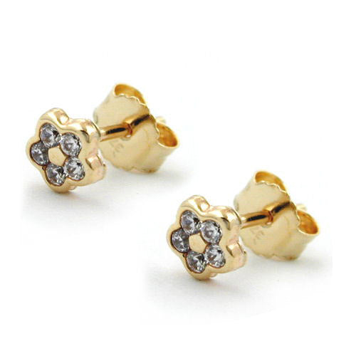 Ohrstecker kleine Blume Zirkonia Gold 375