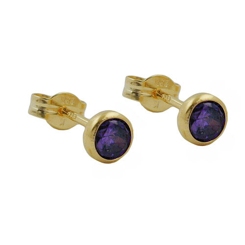 Ohrstecker 4mm Zirkonia amethyst-gefärbt Gold 333