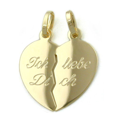 Anhänger Herz mit 2 Ösen Gold 375