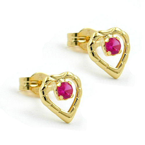 Ohrstecker Herz mit Zirkonia pink Gold 333