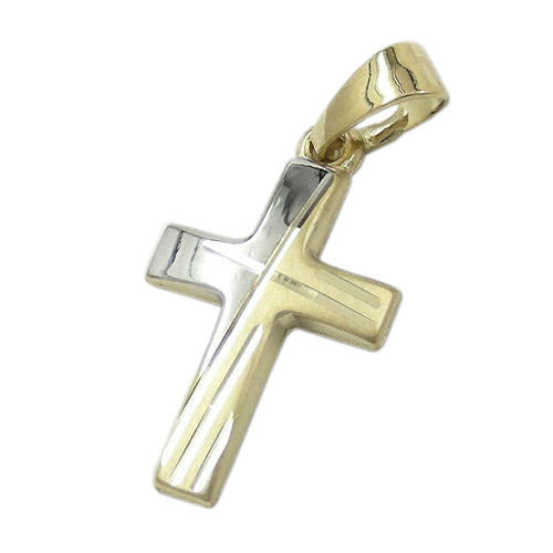 Anhänger Kreuz bicolor Gold 375