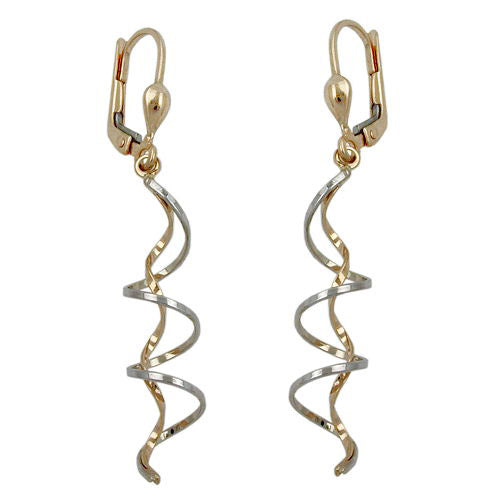 Ohrringe Brisur 2 Spiralen bicolor Gold 375