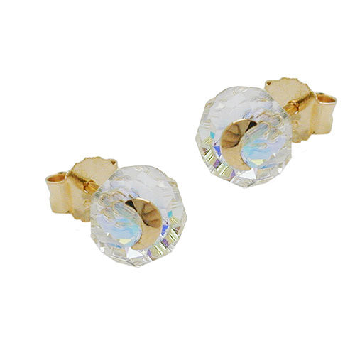 Ohrstecker Glas-krist-weiß Mond Gold 585
