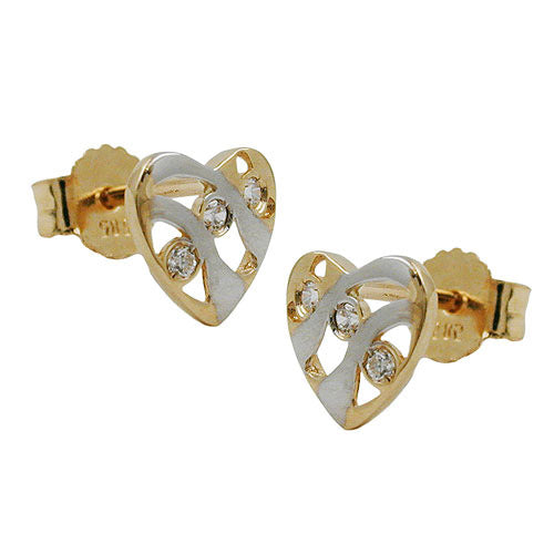 Ohrstecker Herz bicolor Zirkonia Gold 585