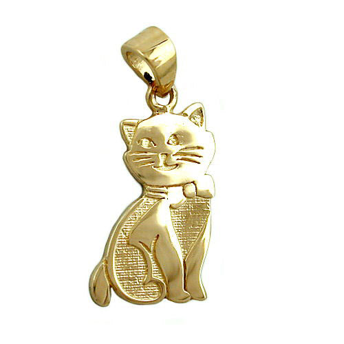 Anhänger Katze teilmatt Gold 375