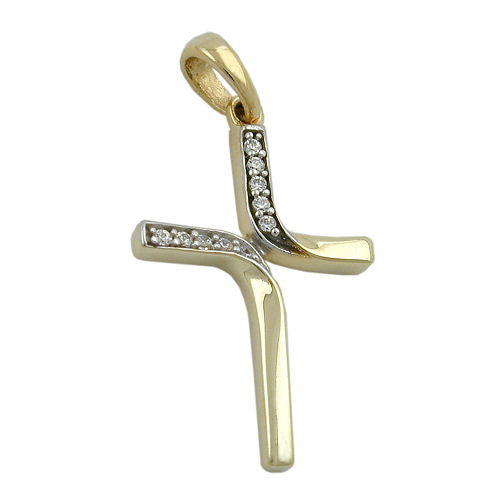 Anhänger Kreuz bicolor Gold 375