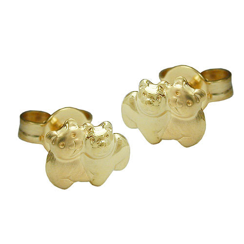 Ohrstecker Bärchen matt-glänzend Gold 375