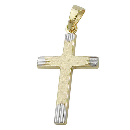 Anhänger Kreuz bicolor Gold 375