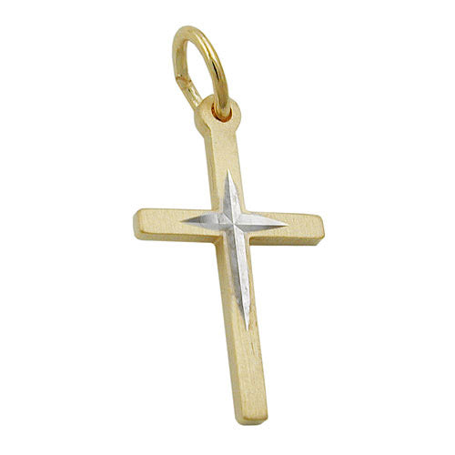 Anhänger Kreuz bicolor Gold 375