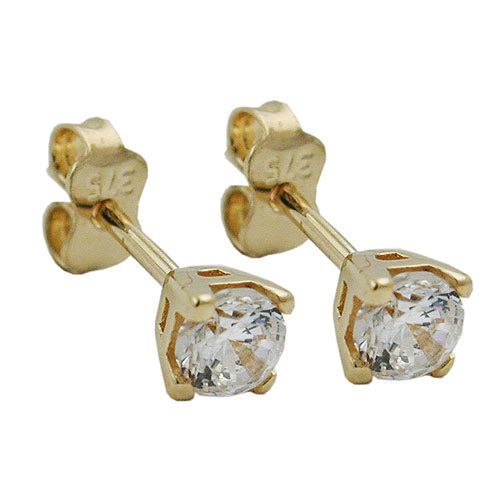 Ohrstecker 3mm Zirkonia Viereck Gold 375