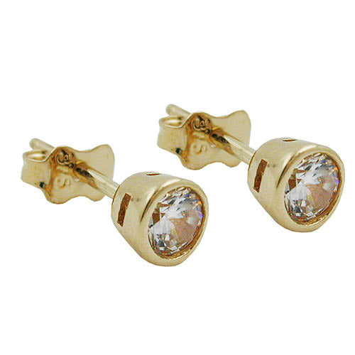 Ohrstecker 4 5mm Zirkonia rund Gold 375