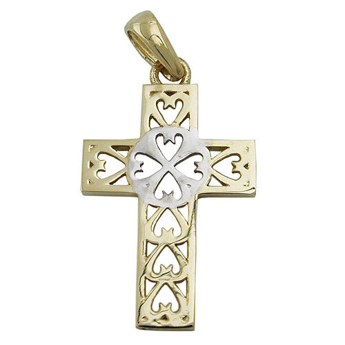 Anhänger Kreuz bicolor Gold 375