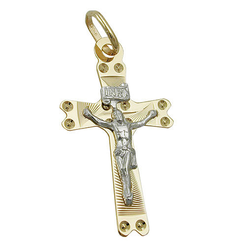 Anhänger Kreuz mit Jesus Gold 375