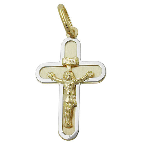Anhänger Kreuz mit Jesus Gold 375