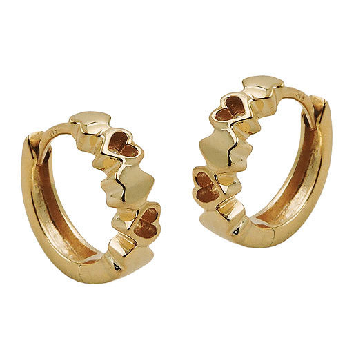 Creolen Klappscharnier Herzen Gold 375