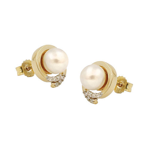 Ohrstecker Perle mit Zirkonia Gold 375