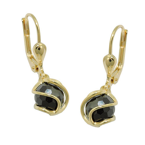 Ohrringe Brisur Kugel Zirkonia schwarz Gold 333