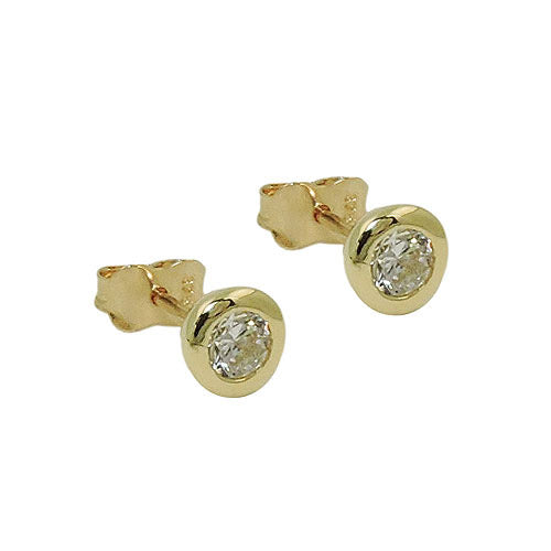 Ohrstecker 6mm Zirkonia Gold 375