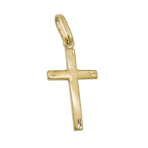 Anhänger Kreuz matt-diamantiert Gold 375