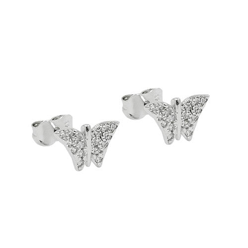 Ohrstecker Schmetterling mit Zirkonia 9Kt Weißgold