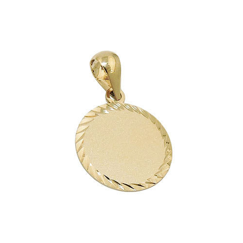 Anhänger Gravurplatte rund Gold 375