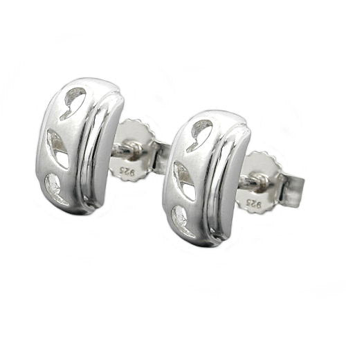 Ohrstecker matt Rand glänzend Silber 925