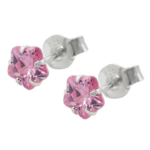 Ohrstecker Zirkonia pink Silber 925